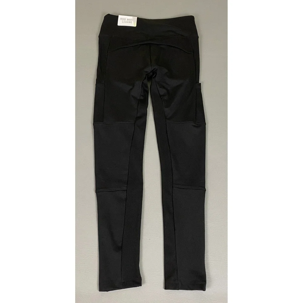 Justice Active Leggings Size 14 Teen Girls Black High Waist Zip‎ Pocket NEW NWT